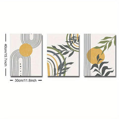 3pcs Boho Style Vintage Abstract Geometry Art Canvas Prints Set