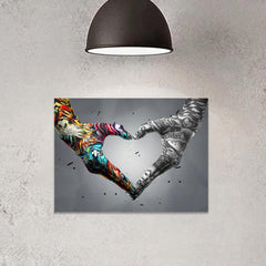 Canvas Poster Painted Fingers Love You Peach Heart Bedroom Wall Art