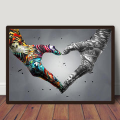 Canvas Poster Painted Fingers Love You Peach Heart Bedroom Wall Art