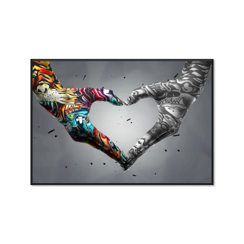 Canvas Poster Painted Fingers Love You Peach Heart Bedroom Wall Art