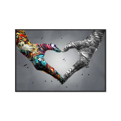 Canvas Poster Painted Fingers Love You Peach Heart Bedroom Wall Art
