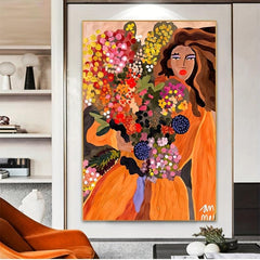 Colorful Female Painting Canvas Art Print Wall Image Living Room Decoration