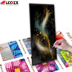 Abstract Butterfly Diamond Painting Set with Feather Line and Round Diamonds