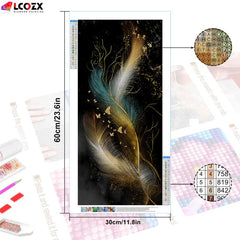 Abstract Butterfly Diamond Painting Set with Feather Line and Round Diamonds