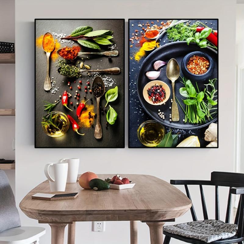 5pcs Herbs and Spices Canvas Art Prints - Perfect Wall Decor