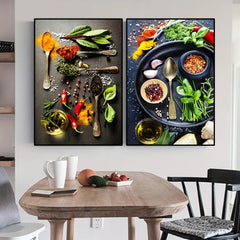 5pcs Herbs and Spices Canvas Art Prints - Perfect Wall Decor