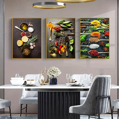 5pcs Herbs and Spices Canvas Art Prints - Perfect Wall Decor