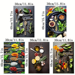 5pcs Herbs and Spices Canvas Art Prints - Perfect Wall Decor