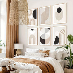 6pcs Beige Abstract Line Canvas Print Posters