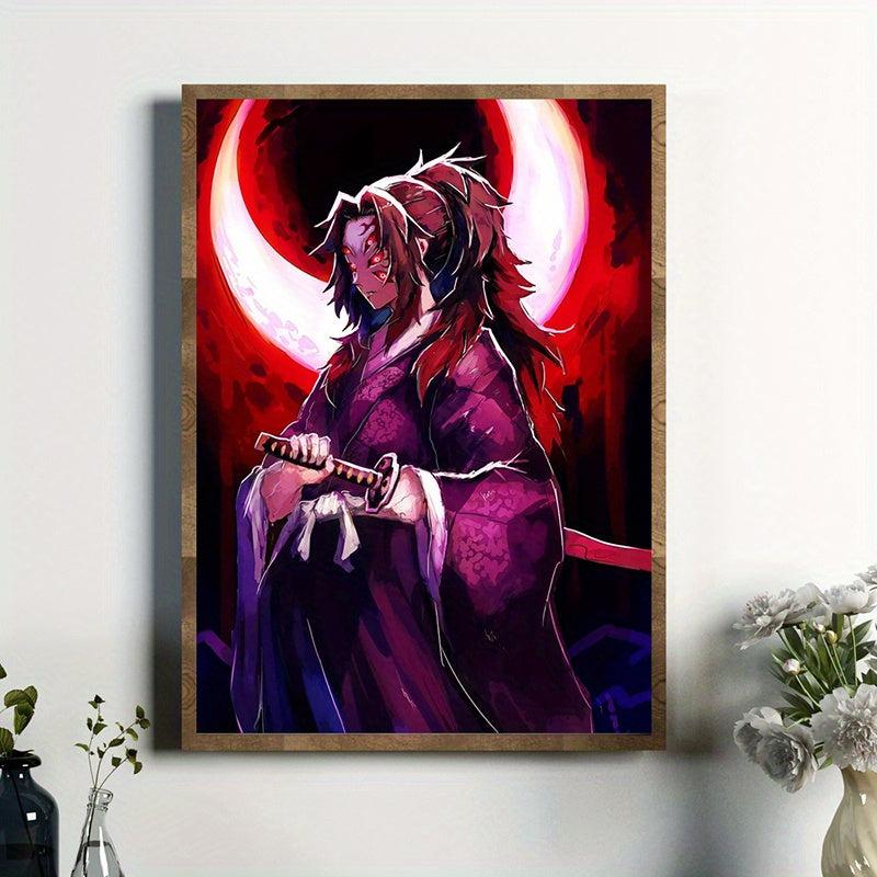 1pc Abstract Canvas Paintings Red Japanese Anime Swordman Painting