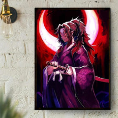 1pc Abstract Canvas Paintings Red Japanese Anime Swordman Painting