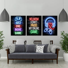 Gamer Quotes Canvas Poster Neon Gaming Decor - Living Room Bedroom Office Bar