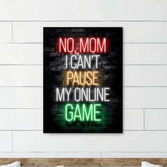 Gamer Quotes Canvas Poster Neon Gaming Decor - Living Room Bedroom Office Bar