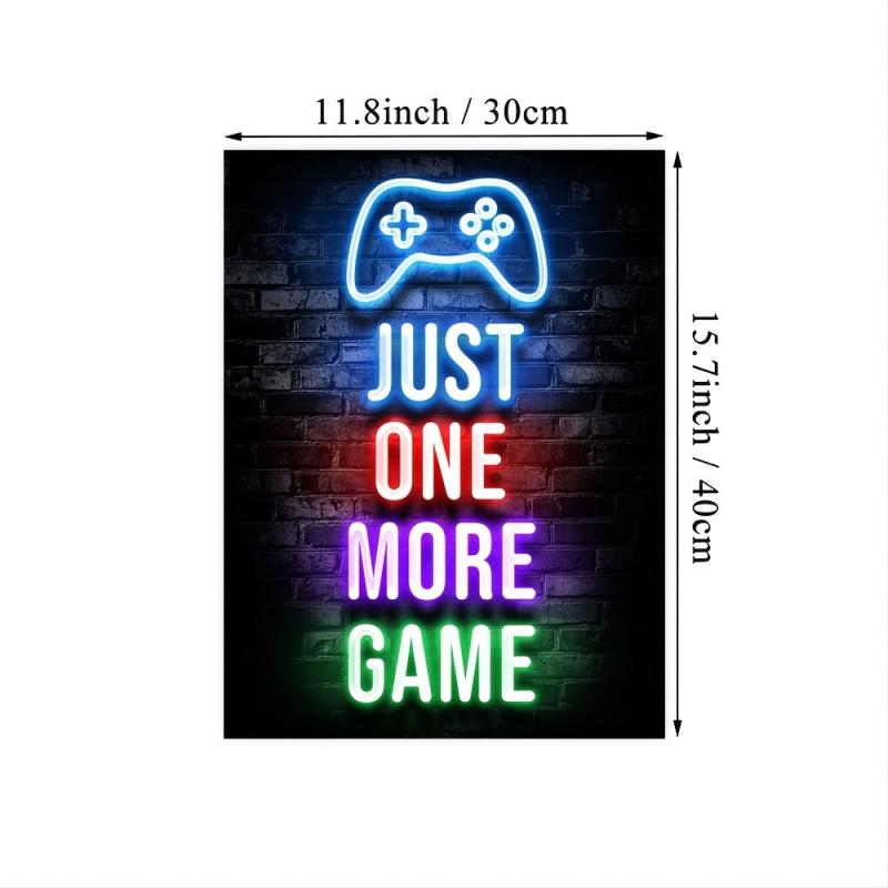 Gamer Quotes Canvas Poster Neon Gaming Decor - Living Room Bedroom Office Bar