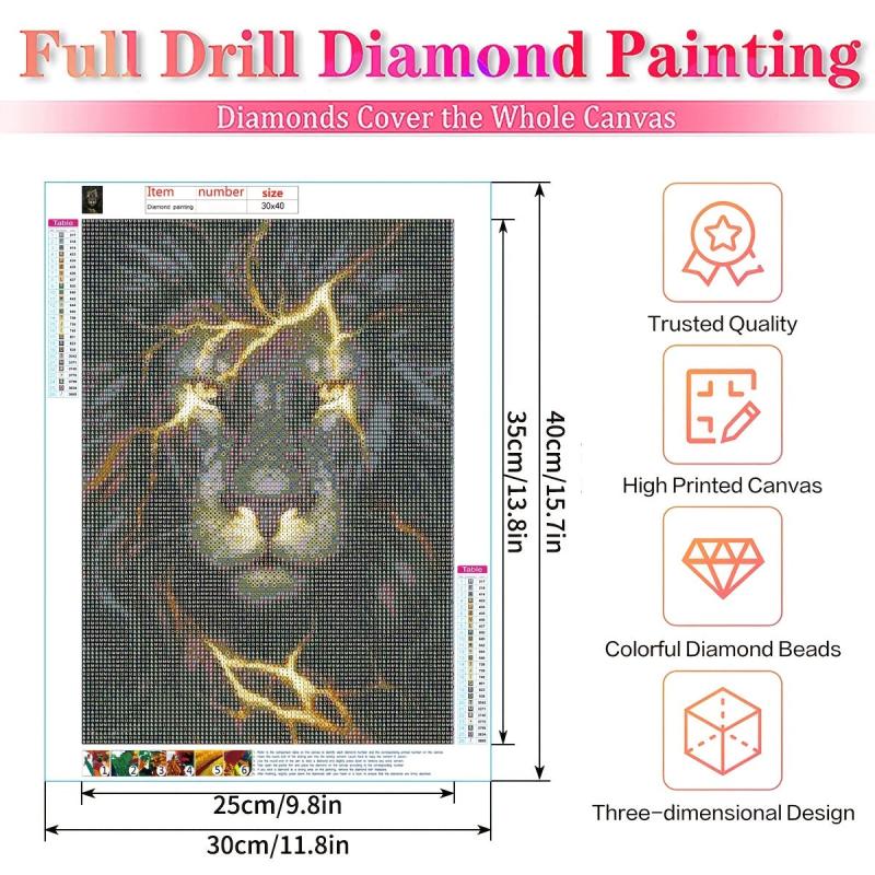 Lion 5D Diamond Art Kit Full Square Drill Diamond Painting Kit For Adults