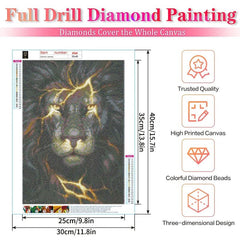 Lion 5D Diamond Art Kit Full Square Drill Diamond Painting Kit For Adults