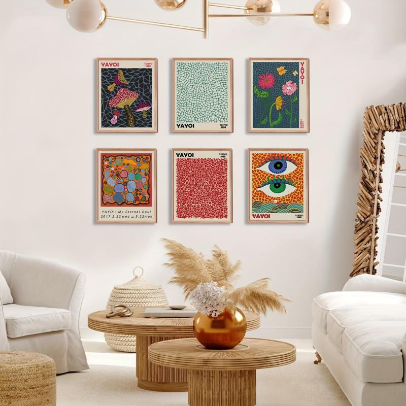 6pcs Retro Abstract Wall Art Modern Wall Art Gallery Wall Art
