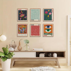 6pcs Retro Abstract Wall Art Modern Wall Art Gallery Wall Art