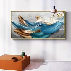 Nordic Golden Feathers Canvas Print for Home Decor