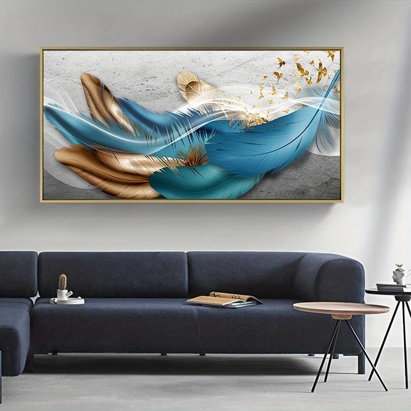 Nordic Golden Feathers Canvas Print for Home Decor