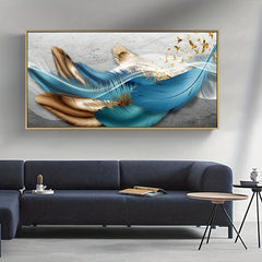 Nordic Golden Feathers Canvas Print for Home Decor
