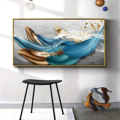 Nordic Golden Feathers Canvas Print for Home Decor