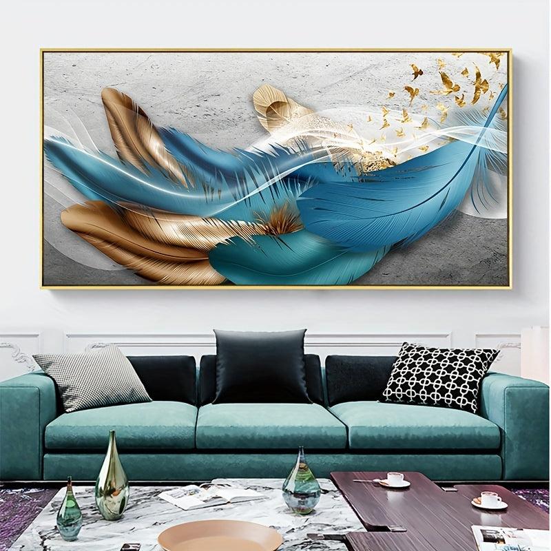 Nordic Golden Feathers Canvas Print for Home Decor