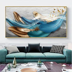 Nordic Golden Feathers Canvas Print for Home Decor