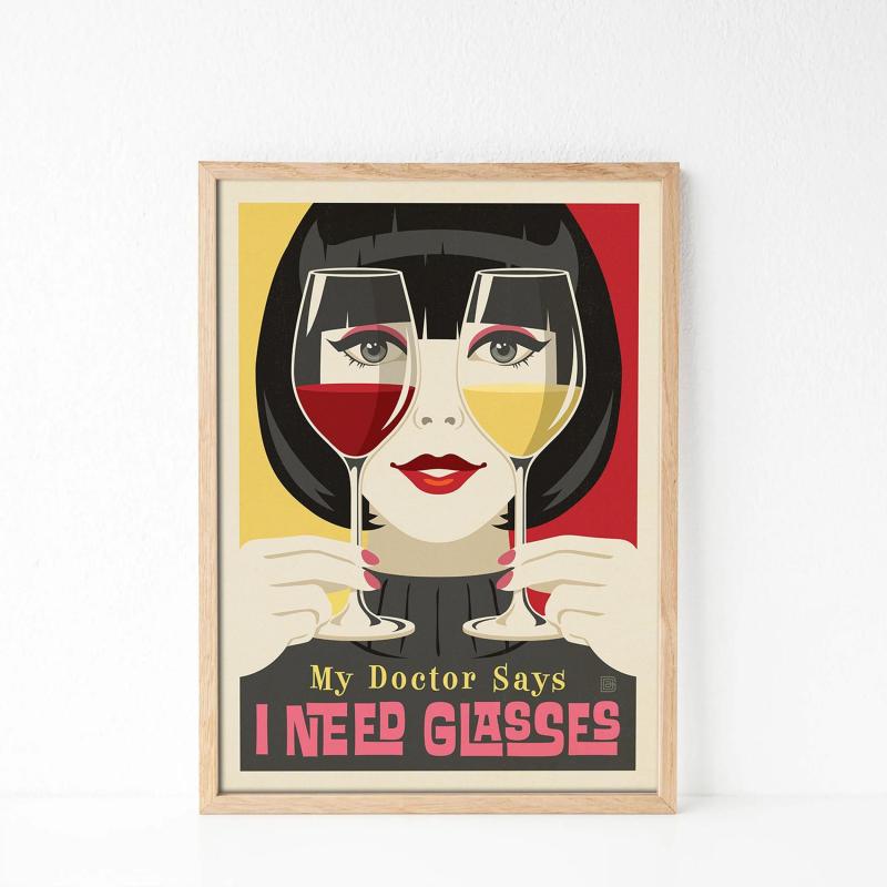 Vintage Cheers To Us Woman Drinking Wine Canvas Wall Art