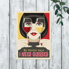 Vintage Cheers To Us Woman Drinking Wine Canvas Wall Art