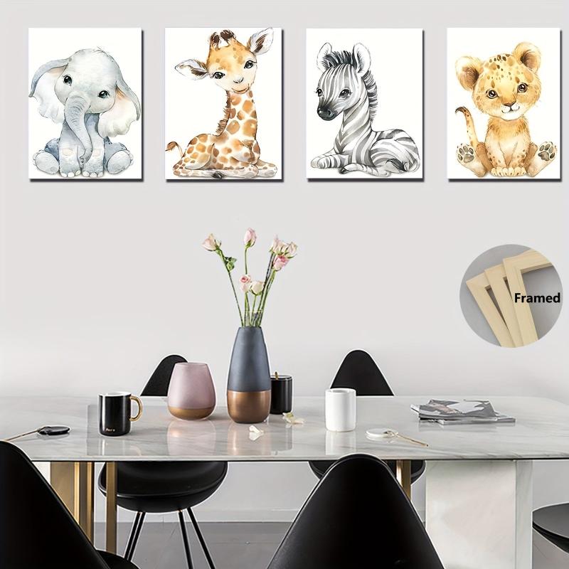 4pcs Cartoon Animal Wood Frame Wall Decor Art