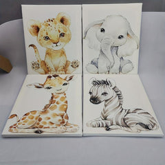4pcs Cartoon Animal Wood Frame Wall Decor Art