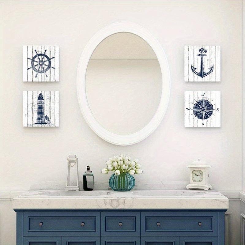 Marine Theme Lighthouse Canvas Print 12x12in