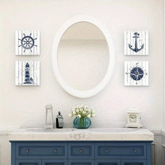 Marine Theme Lighthouse Canvas Print 12x12in
