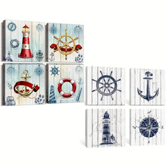 Marine Theme Lighthouse Canvas Print 12x12in