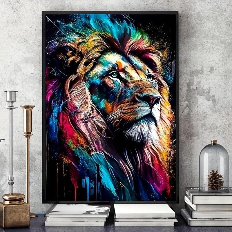 Hand painted African Lion Print Modern Decorative Painting Unframe