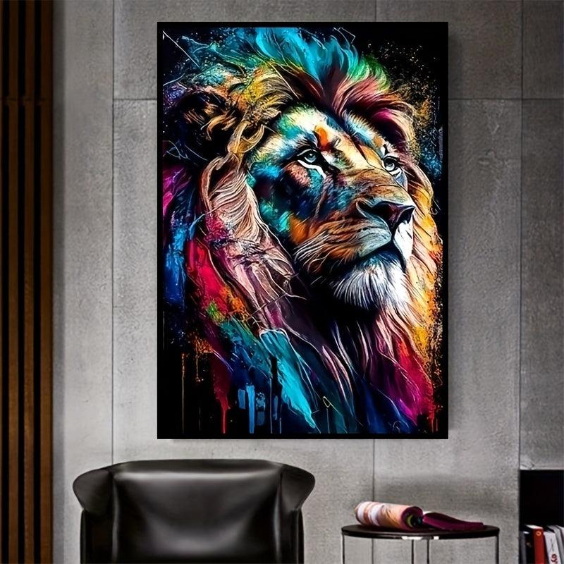 Hand painted African Lion Print Modern Decorative Painting Unframe