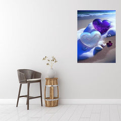 4pcs Full Diamond Beach Love Flower Glass Landscape DIY Rhinestone Painting