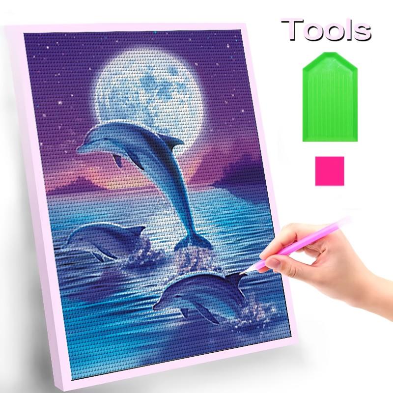 Jumping Dolphin Full Diamonds Painting for Home Wall Decor