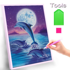 Jumping Dolphin Full Diamonds Painting for Home Wall Decor