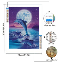 Jumping Dolphin Full Diamonds Painting for Home Wall Decor