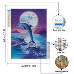 Jumping Dolphin Full Diamonds Painting for Home Wall Decor