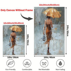 Large Abstract Painting of Girl with Yellow Umbrella - Office/Home Decor Art