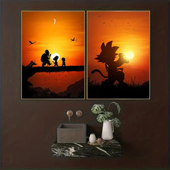 Sunset Anime Characters Canvas Poster Set