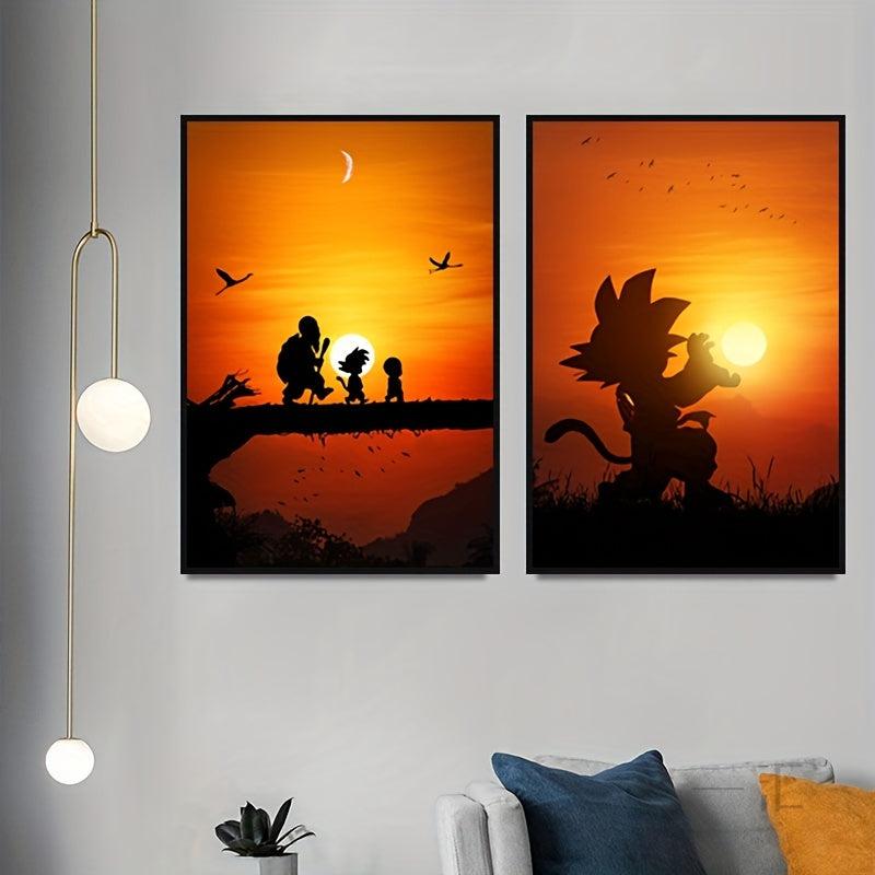 Sunset Anime Characters Canvas Poster Set