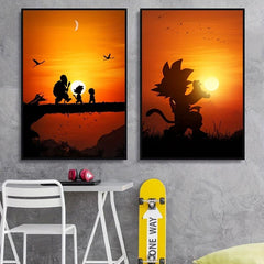 Sunset Anime Characters Canvas Poster Set
