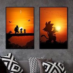 Sunset Anime Characters Canvas Poster Set