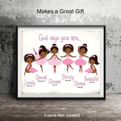 Motivational Canvas Poster Inspirational Quote Bible Verses American African Gir
