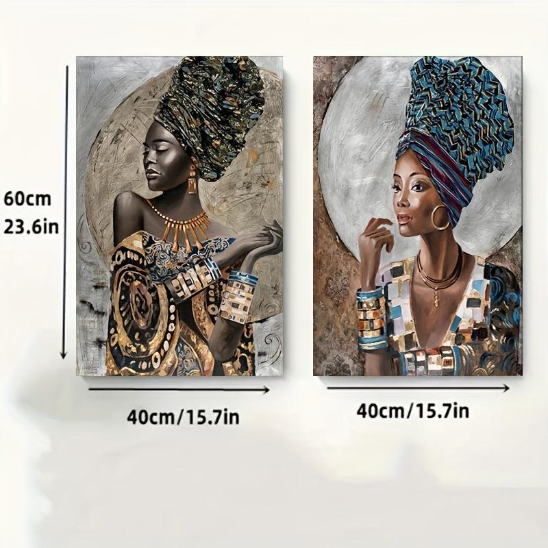 2pcs African Girl Graffiti Art Poster Abstract Woman Canvas Paintings
