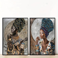 2pcs African Girl Graffiti Art Poster Abstract Woman Canvas Paintings